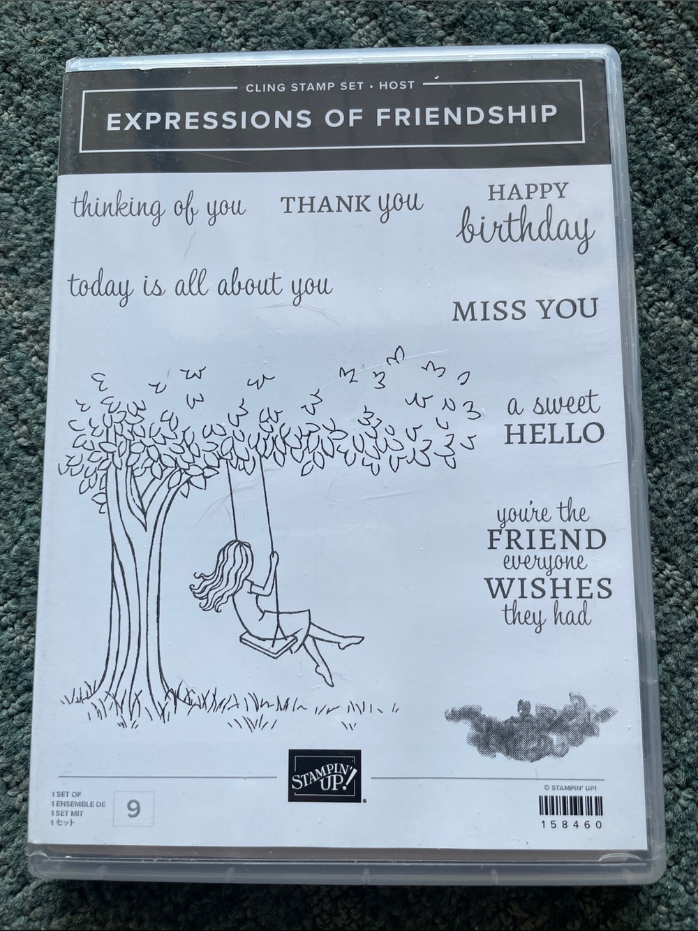 Stampin' Up! Expressions of Friendship Cling Stamp Set - White, Black